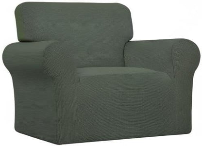 Easy-Going Stretch Oversized Chair Sofa Slipcover 1-Piece Couch Sofa Cover Furniture Protector Soft with Elastic Bottom for Kids Spandex Jacquard Fabric Small Checks Olive Green
