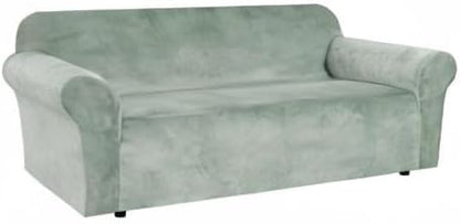 H.VERSAILTEX 1 Peice Stretch Velvet Sofa Covers for 3 Cushion Couch Covers Sofa Slipcovers Furniture Protector Soft, Crafted from Thick Comfy Rich Velour (Sofa 72"-90", Sea Grass)