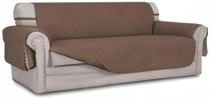 Easy-Going Reversible Couch Cover for 3 Cushion Couch Sofa Cover for Dogs Water Resistant Furniture Protector Cover with Foam Sticks Elastic Straps for Pet Cat (Sofa, Brown/Brown)