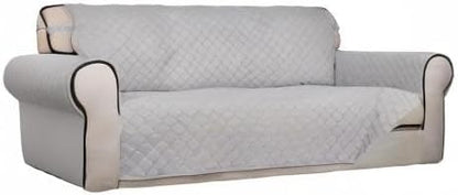PureFit Reversible Quilted Sofa Cover, Water Resistant Slipcover Furniture Protector, Washable Couch Cover with Non Slip and Elastic Straps for Kids, Dogs, Pets (Sofa, Light Gray/Light Gray)