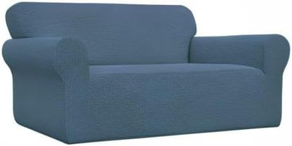 Easy-Going Stretch Oversized Loveseat Slipcover 1-Piece Sofa Cover Furniture Protector Couch Soft with Elastic Bottom for Kids Polyester Spandex Jacquard Fabric Small Checks Bluestone