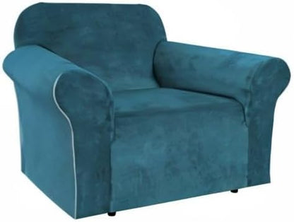 H.VERSAILTEX Stretch Velvet Armchair Cover Couch Covers 1 Cushion Chair Slipcover for Living Room Furniture Cover Crafted from Thick Comfy Rich Velour (Chair 31"-49", Deep Teal)