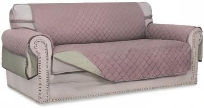 Easy-Going Sofa Slipcover Reversible Loveseat Sofa Cover Couch Cover for 2 Cushion Couch Furniture Protector with Elastic Straps for Pets Kids Dog Cat (Oversized Loveseat, Pink/Beige)