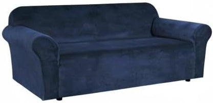 H.VERSAILTEX Stretch Velvet Sofa Covers for 3 Cushion Couch Covers Sofa Slipcovers Furniture Protector Soft with Non Slip Elastic Bottom, Crafted from Thick Comfy Rich Velour (Sofa 72"-90", Navy)