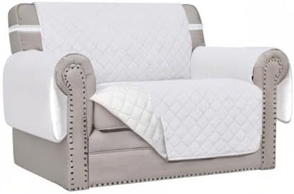 Easy-Going Oversized Chair Sofa Slipcover Reversible Sofa Cover Water Resistant Couch Cover Furniture Protector Cover with Elastic Straps for Pets Dog (Oversized Chair, White/White)