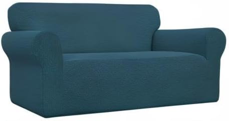 Easy-Going Stretch Oversized Loveseat Slipcover 1-Piece Sofa Cover Furniture Protector Couch Soft with Elastic Bottom for Kids Polyester Spandex Jacquard Fabric Small Checks Deep Teal