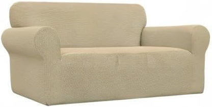 Easy-Going Stretch Loveseat Slipcover 1-Piece Sofa Cover Furniture Protector Couch Soft with Elastic Bottom for Kids Polyester Spandex Jacquard Fabric Small Checks (Loveseat, Beige)