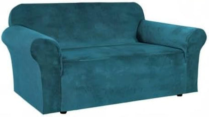 H.VERSAILTEX Stretch Velvet Loveseat Covers for 2 Cushion Couch Covers for Living Room Sofa Covers Slipcovers with Non Slip Straps Bottom, Ultra Thick Comfy Velour (Width 58"-72", Deep Teal)