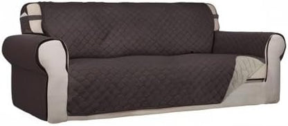 PureFit Reversible Quilted Sofa Cover, Water Resistant Slipcover Furniture Protector, Washable Couch Cover with Non Slip and Elastic Straps for Kids, Dogs, Pets (Sofa, Chocolate/Beige)