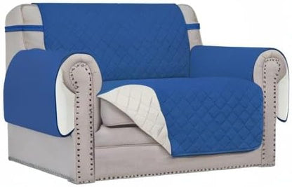 Easy-Going Oversized Chair Sofa Slipcover Reversible Sofa Cover Water Resistant Couch Cover Furniture Protector Cover with Elastic Straps for Pets Dog (Oversized Chair, Blue/Ivory)