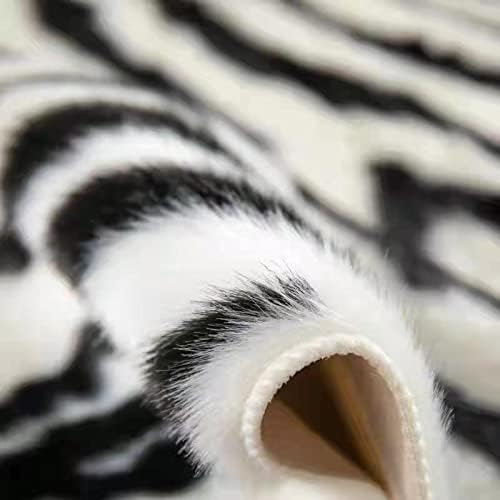 Large Zebra Print Area Rug Carpet Faux Cowhide Leather Animal Simulation Plush Mat Cute Soft for Home Decor Black and White 4.9'x6.6'