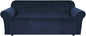 H.VERSAILTEX Stretch Velvet Sofa Covers for 3 Cushion Couch Covers Furniture Protector Soft with Non Slip Elastic Bottom, Crafted from Thick Comfy Rich Velour (Large Sofa 90"-97", Navy)