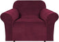 H.VERSAILTEX Stretch Velvet Armchair Cover Couch Covers 1 Cushion Chair Slipcover for Living Room Furniture Cover Crafted from Thick Comfy Rich Velour (Chair 31"-49", Burgundy)