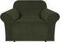 H.VERSAILTEX Stretch Velvet Armchair Cover Couch Covers 1 Cushion Chair Slipcover for Living Room Furniture Cover Crafted from Thick Comfy Rich Velour (Chair 31"-49", Olive)