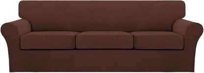 Turquoize 4 Piece Sofa Covers for 3 Cushion Couch Sofa Slipcover Soft Couch Cover for Dogs-Washable Sofa Furniture Covers with 3 Individual Large Cushion Covers (XL Sofa, Burnt Brick)