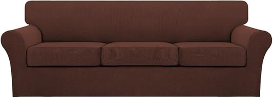Turquoize 4 Piece Sofa Covers for 3 Cushion Couch Sofa Slipcover Soft Couch Cover for Dogs-Washable Sofa Furniture Covers with 3 Individual Large Cushion Covers (XL Sofa, Burnt Brick)