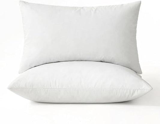 MIULEE Pillows Standard Size Set of 2 Down Feather Throw Pillows for Couch Sofa Bed, Decorative Fluffy Cotton Fabric Inserts,White 20x26