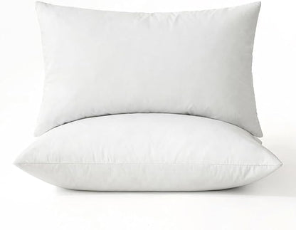 MIULEE Pillows Queen Size Set of 2 Down Feather Throw Pillows for Couch Sofa Bed, Decorative Fluffy Cotton Fabric Inserts,White 20x30