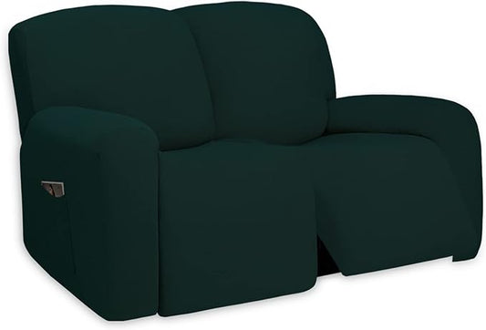 PureFit Super Stretch Loveseat Recliner Sofa Couch Cover with Pocket – 2 Seat Non Slip Soft Sofa Slipcover, Washable Reclining Furniture Protector for Kid, Pet (Recliner Loveseat, Deep Teal)