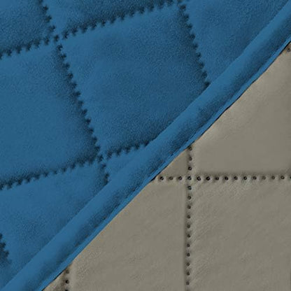 Easy-Going 4 Seater Sofa Slipcover Reversible Sofa Cover Water Resistant Couch Cover with Foam Sticks Elastic Straps Furniture Protector for Pets Children Dog Cat (XX-Large, PeacockBlue/Beige)
