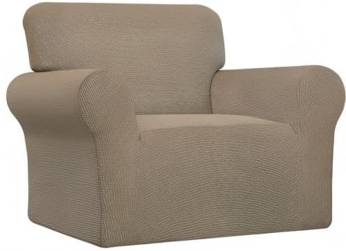 Easy-Going Stretch Oversized Chair Sofa Slipcover 1-Piece Couch Sofa Cover Furniture Protector Soft with Elastic Bottom for Kids Spandex Jacquard Fabric Small Checks Natural