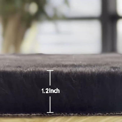 ORINOVA Black Fluffy Rug 5x7 Area Rugs for Bedroom Fuzzy Rabbit Washable Fur Rugs for Living Room Teen Room Nursery Rectangle Rug