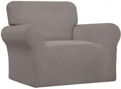 Easy-Going Stretch Oversized Chair Sofa Slipcover 1-Piece Couch Sofa Cover Furniture Protector Soft with Elastic Bottom for Kids Spandex Jacquard Fabric Small Checks Taupe