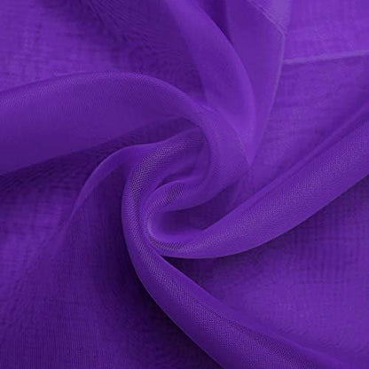 SpaceDresser Sheer Voile Window Treatment Rod Pocket Curtain Panels for Kitchen Bedroom Living Room Drapes Sunlight Filtering Privacy Semi Home Decor Assorted (Purple, 52 W x 54 L)