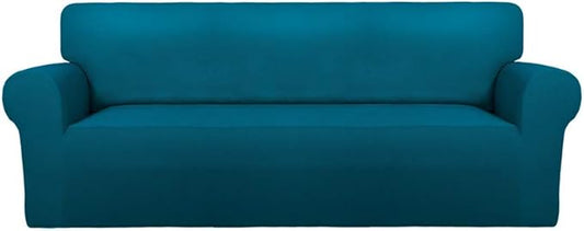 PureFit Super Stretch Oversized Sofa Slipcover – Spandex Non Slip Soft Couch Sofa Cover, Washable Furniture Protector with Non Skid Foam and Elastic Bottom for Kids（Oversized Sofa, Peacock Blue）