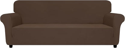 ZNSAYOTX Oversized Super Stretch Couch Cover (92"-115"), New Striped Sofa Covers Comfortable & Durable, Dog Cat Pets Friendly Extra Large Spandex Sofa Slipcovers (Coffee, XL Sofa)