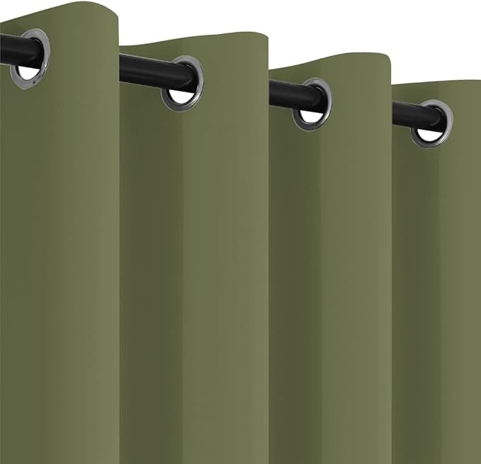Yakamok Window Treatment Kitchen Drapes - Plain Solid Grommet Top Short Curtains for Kitchen Window(52Wx36L, Sage, 2 Panels)
