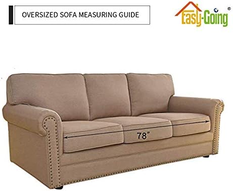 Easy-Going Reversible Oversized Couch Cover for 3 Cushion Couch Sofa Cover for Dogs Water Resistant Furniture Protector Cover with Foam Sticks for Pet (Oversized Sofa, Gray/Ivory)