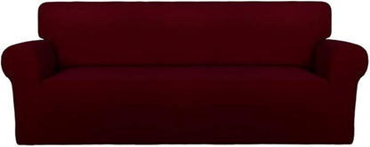 PureFit Super Stretch Sofa Slipcover – Spandex Non Slip Soft Couch Sofa Cover, Washable Furniture Protector with Non Skid Foam and Elastic Bottom for Kids, Pets （Oversized Sofa, Wine）