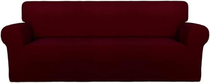 PureFit Super Stretch Sofa Slipcover – Spandex Non Slip Soft Couch Sofa Cover, Washable Furniture Protector with Non Skid Foam and Elastic Bottom for Kids, Pets （Sofa, Wine）