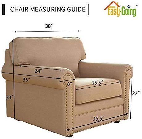 Easy-Going Chair Sofa Slipcover Reversible Sofa Cover Water Resistant Couch Cover Furniture Protector Cover with Elastic Straps for Pets Kids Children Dog Cat (Chair, Light Gray/Ivory)