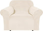 H.VERSAILTEX Stretch Velvet Armchair Cover Couch Covers 1 Cushion Chair Slipcover for Living Room Furniture Cover Crafted from Thick Comfy Rich Velour (Chair 31"-49", Cream)