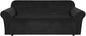 H.VERSAILTEX Stretch Velvet Sofa Covers for 3 Cushion Couch Covers Furniture Protector Soft with Non Slip Elastic Bottom, Crafted from Thick Comfy Rich Velour (Large Sofa 90"-97", Black)