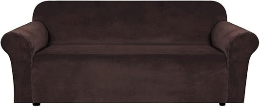H.VERSAILTEX Stretch Velvet Sofa Covers Large Couch Covers Sofa Slipcovers Furniture Protector Soft with Non Slip Elastic Bottom, Feature Thick Comfy Rich Velour (Extra Wide Sofa 98"-105", Chocolate)
