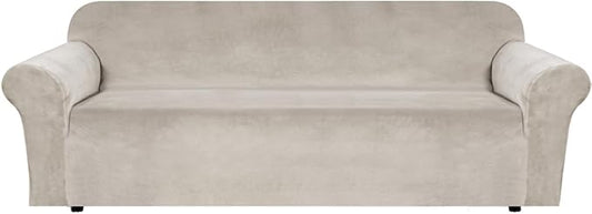 H.VERSAILTEX Stretch Velvet Sofa Covers Large Couch Covers Furniture Protector Soft with Non Slip Elastic Bottom, Feature Thick Comfy Rich Velour (Extra Large Sofa 98"-105", French Oak)