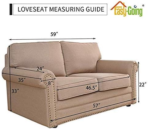 Easy-Going Reversible Loveseat Couch Cover for 2 Cushion Couch Sofa Cover for Dogs Water Resistant Furniture Protector with Foam Sticks Elastic Straps for Pet (Loveseat, Cyan/Ivory)
