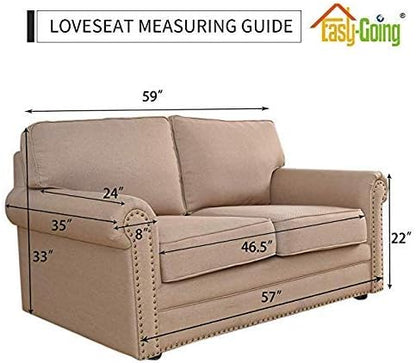 Easy-Going Reversible Loveseat Couch Cover for 2 Cushion Couch Sofa Cover for Dogs Water Resistant Furniture Protector with Foam Sticks Elastic Straps for Pet (Loveseat, Light Gray/Ivory)