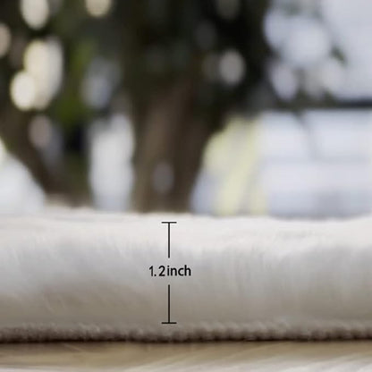 ORINOVA Fuzzy White Machine Washable Runner Faux Rabbit Furry Fur Rugs for Bedroom Plush Runner Rugs for Hallway 2x10 Rectangle Rug Home Décor
