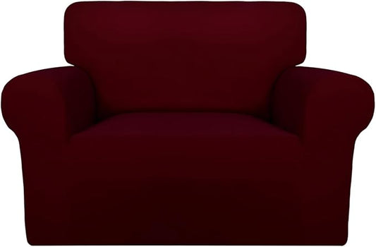 PureFit Super Stretch Sofa Slipcover – Spandex Non Slip Soft Couch Sofa Cover, Washable Furniture Protector with Non Skid Foam and Elastic Bottom for Kids, Pets (Oversized, Wine)