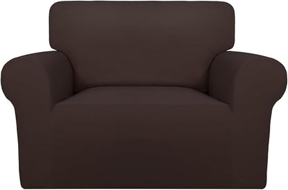 PureFit Super Stretch Sofa Slipcover – Spandex Non Slip Soft Couch Sofa Cover, Washable Furniture Protector with Non Skid Foam and Elastic Bottom for Kids, Pets (Oversized, Chocolate)