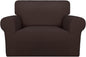 PureFit Super Stretch Sofa Slipcover – Spandex Non Slip Soft Couch Sofa Cover, Washable Furniture Protector with Non Skid Foam and Elastic Bottom for Kids, Pets (Oversized, Chocolate)