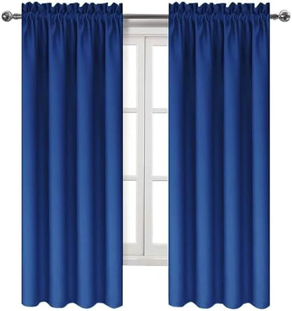 DWCN Blackout Curtains Room Darkening Thermal Insulated Bedroom Curtains Window Curtain Panels, 42 x 63 inches Long, Set of 2 Classic Blue Rod Pocket Drapes