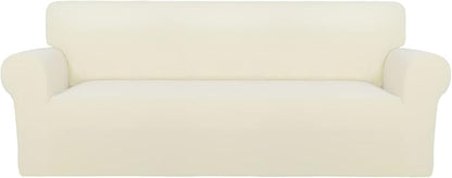 PureFit Super Stretch Sofa Slipcover – Spandex Non Slip Soft Couch Sofa Cover, Washable Furniture Protector with Non Skid Foam and Elastic Bottom for Kids, Pets （Oversized Sofa, Ivory）