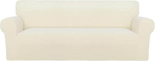 PureFit Super Stretch Sofa Slipcover – Spandex Non Slip Soft Couch Sofa Cover, Washable Furniture Protector with Non Skid Foam and Elastic Bottom for Kids, Pets （Sofa, Ivory）