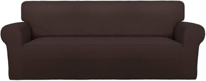 PureFit Super Stretch Sofa Slipcover – Spandex Non Slip Soft Couch Sofa Cover, Washable Furniture Protector with Non Skid Foam and Elastic Bottom for Kids, Pets （Sofa, Chocolate）