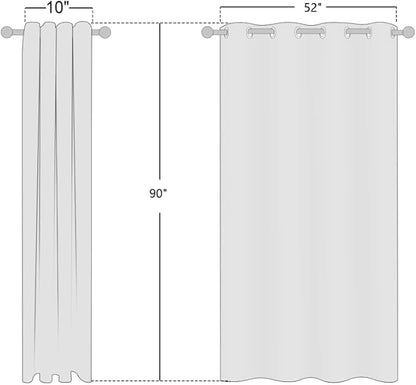 NICETOWN 100% Absolutely Blackout Linen Curtains with Thermal Insulated White Liner, White, 52 inches Wide, 90 inches Length Energy Saving Curtains for Living Room 2 Panels Set, Vertical Blinds
